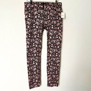 Mango Black and Pink Floral Leggings